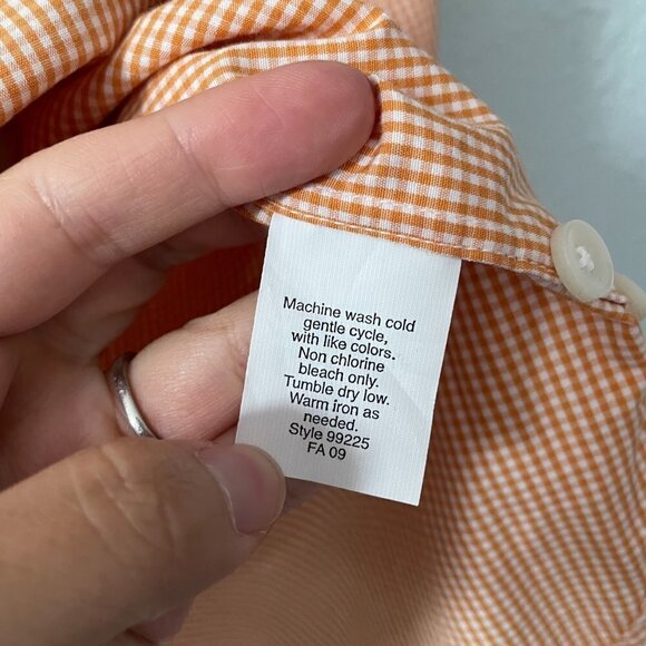 J. Crew 2-Ply 100% Cotton Orange Gingham Button Down Shirt Men's Size Small - Picture 4 of 6